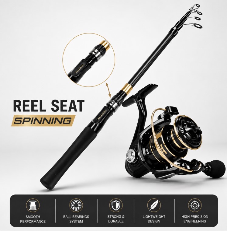 2.4M Carbon Fiber Telescopic Rod with 4000 to 6000 Spinning Reel – Ultralight Freshwater Combo