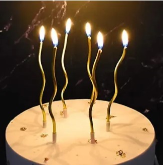 Pack of 6 Pcs Curved Cake Candles as Cake Topper Cake Candles for Birthday Parties cake candles for decoration, Engagement, Wedding Anniversary, Bridal Shower, Baby Shower Party Decorative Supplies