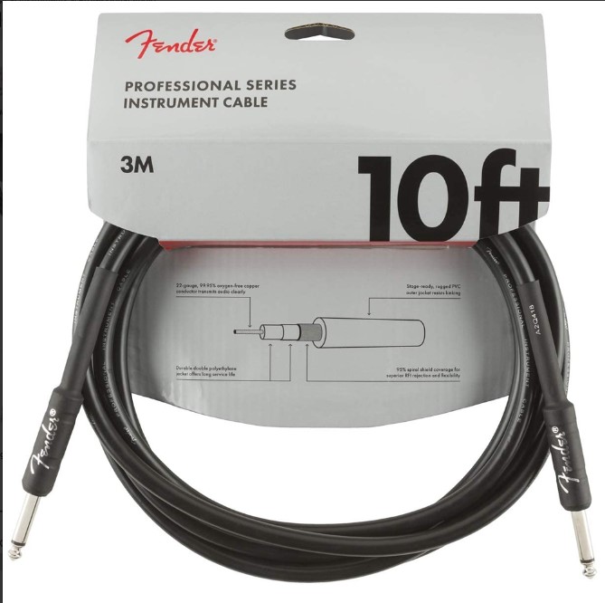 Fender Professional Series Instrument Cable 10ft – Black