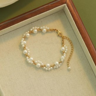 Double tone Gold And White Pearls Cat Claw Bracelet,Pearl Adjustable Bracelet, Gifts for Her, Bridesmaid Gift, Anniversary Gift