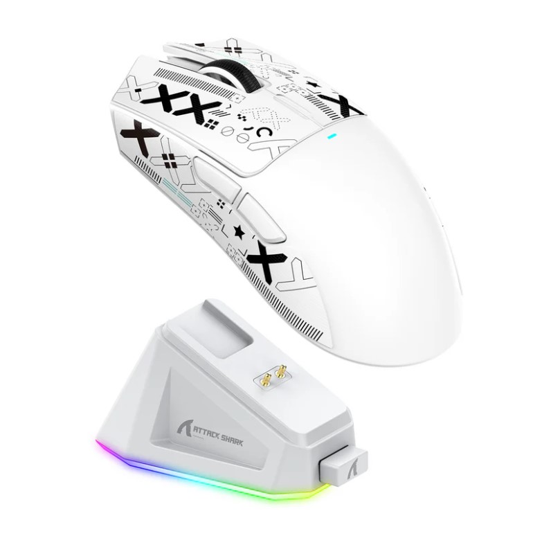 Attack Shark X11 Wireless Gaming Mouse with Charging Dock – Black/White/Red