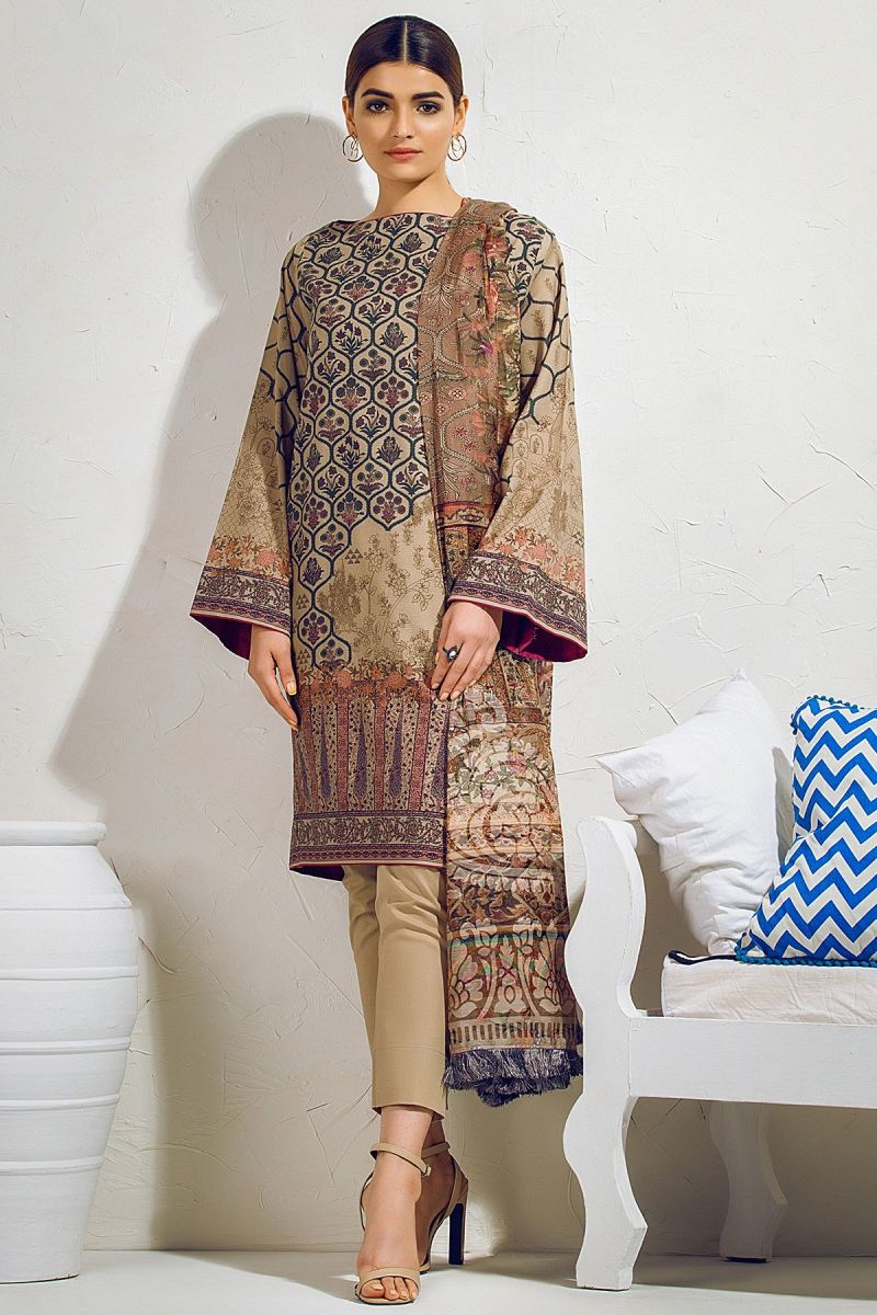 3 Piece Printed Suit with Fancy Dupatta