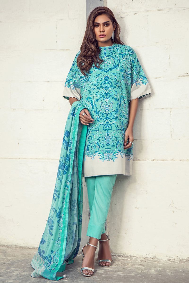 3 Piece Embroidered Suit with Lawn Dupatta