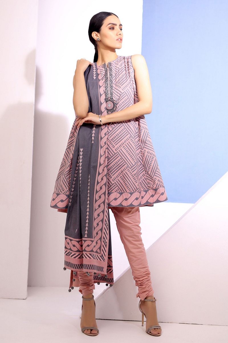 3 Piece Embroidered Suit with Lawn Dupatta