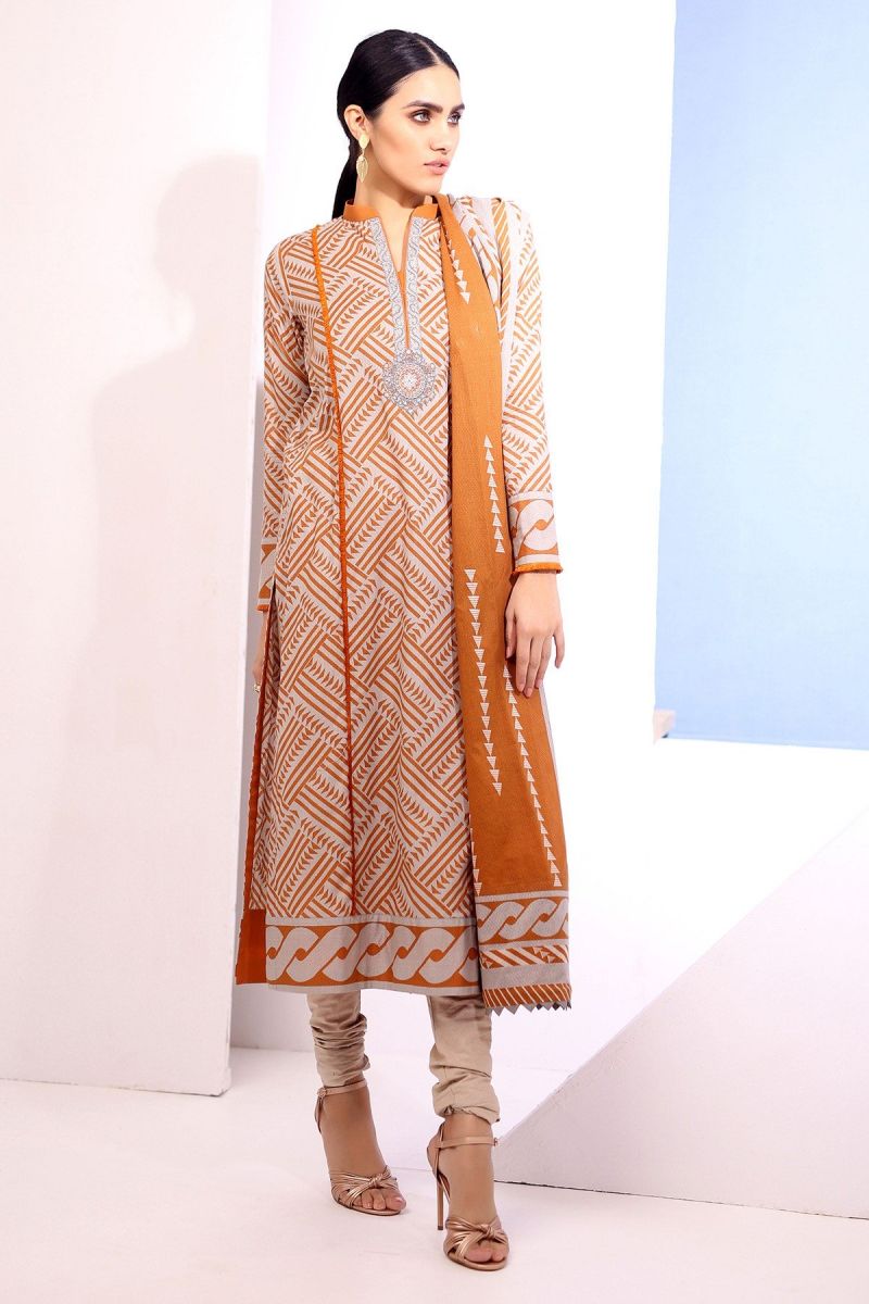 3 Piece Embroidered Suit with Lawn Dupatta