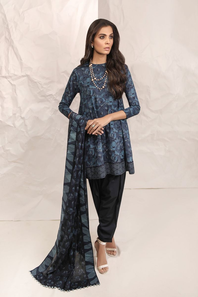 2 Piece Printed Suit with Lawn Dupatta