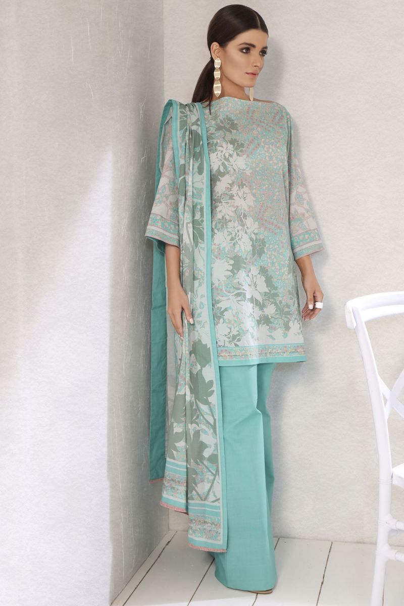 2 Piece Printed Suit with Lawn Dupatta