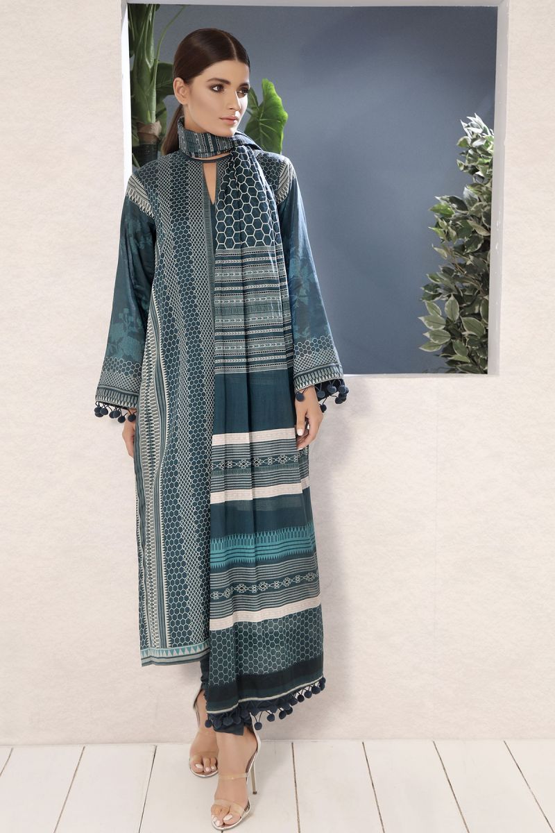 2 Piece Printed Suit with Lawn Dupatta