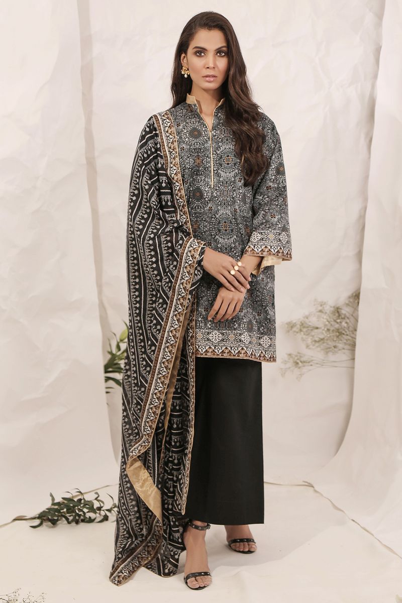 3 Piece Printed Suit with Lawn Dupatta