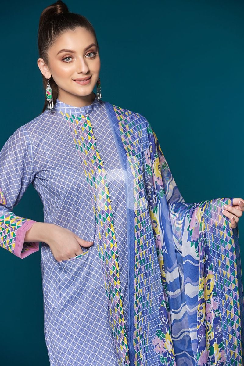 41906128-Lawn & Viscose Krinckle Chiffon – Purple Digital Printed 3PC