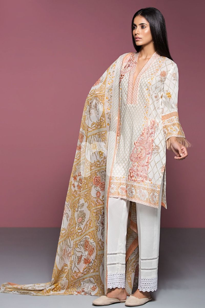 41906041-Lawn & Voil – Off White Printed Embroidered 2PC