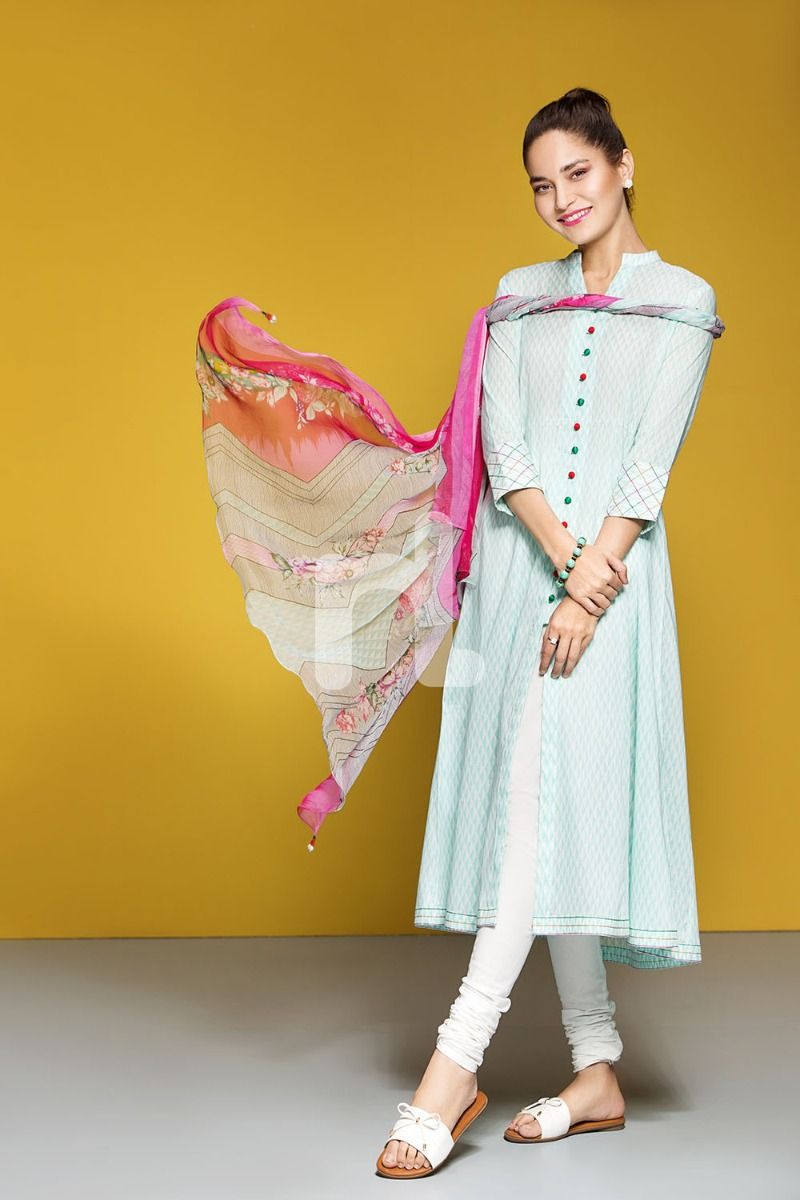 41906065-Lawn & Viscose Krinckle Chiffon– Blue Printed 2PC